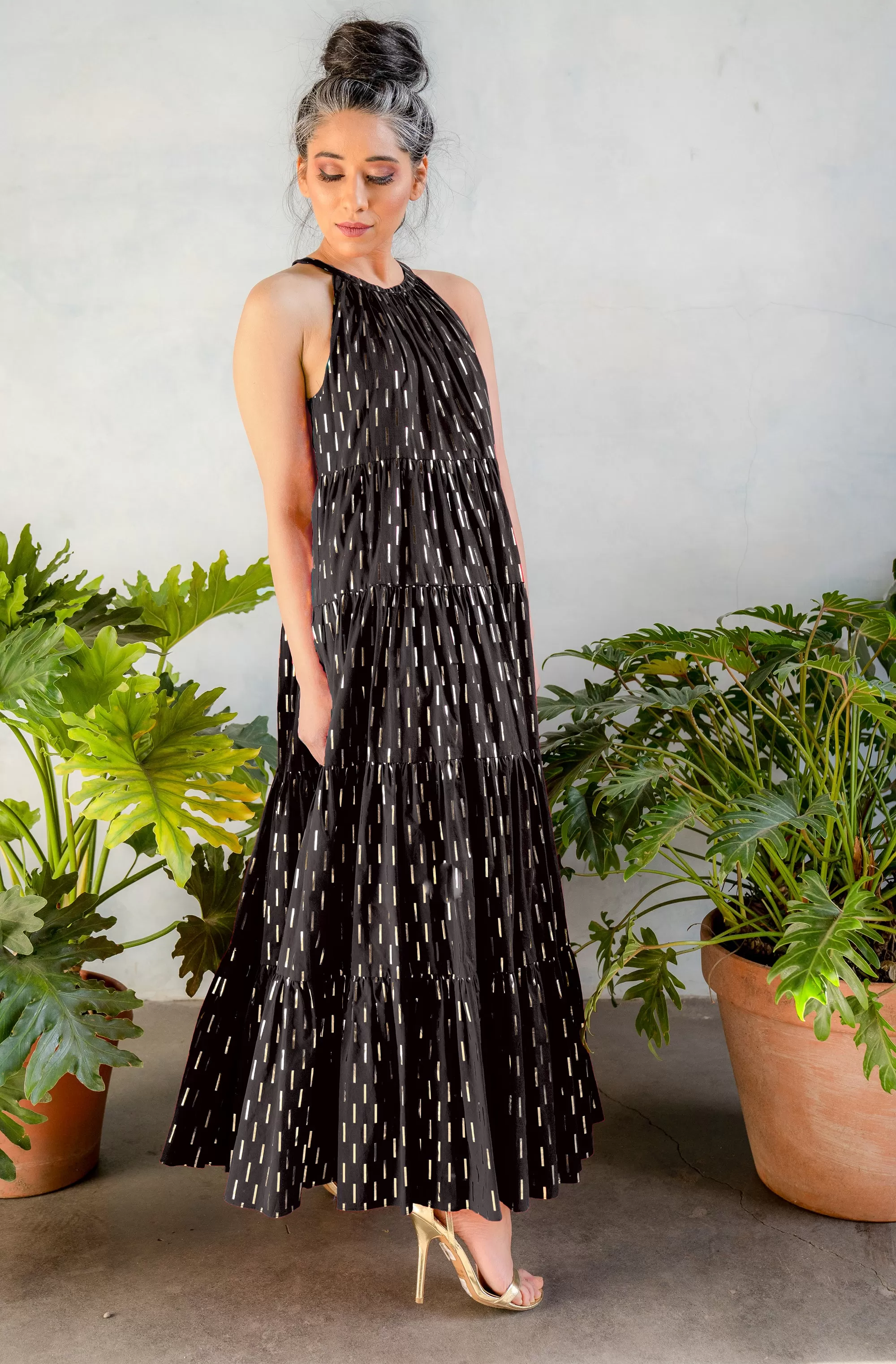 GEMMA Tiered Cotton Maxi Dress