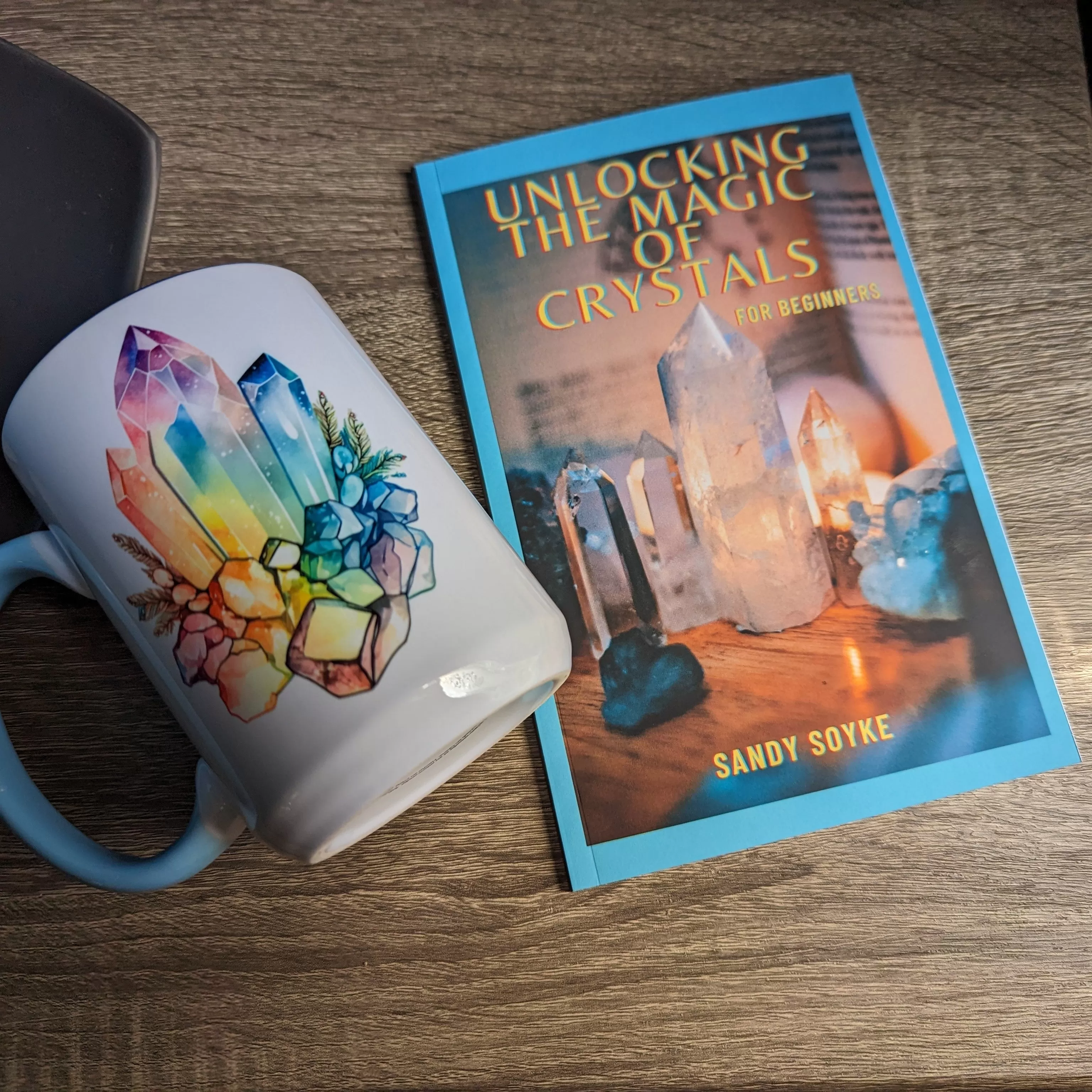 Gift Set with Crystal Mug ~ Book of Unlocking the Magic of Crystals ~ Signed Copy by Sandy Soyke