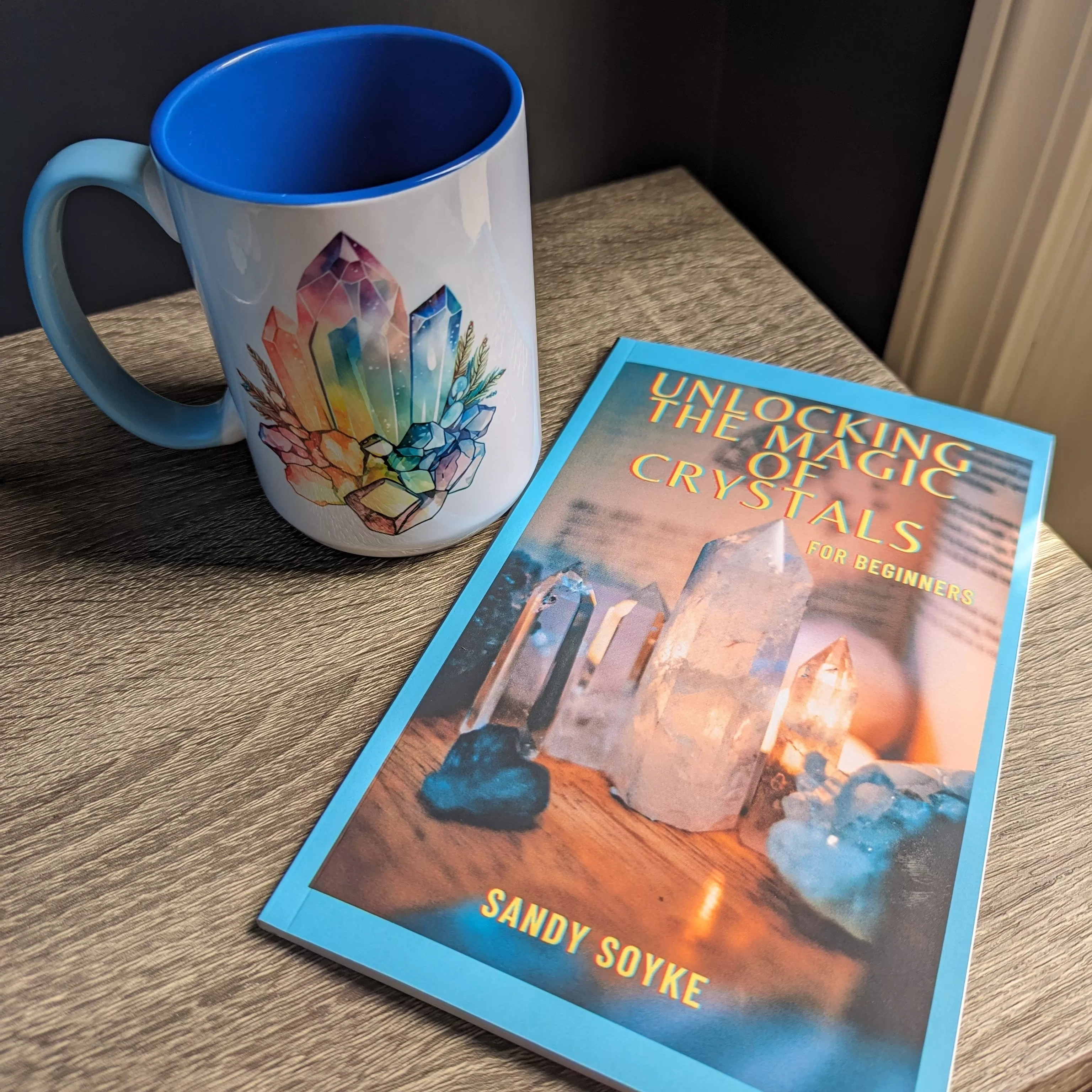 Gift Set with Crystal Mug ~ Book of Unlocking the Magic of Crystals ~ Signed Copy by Sandy Soyke