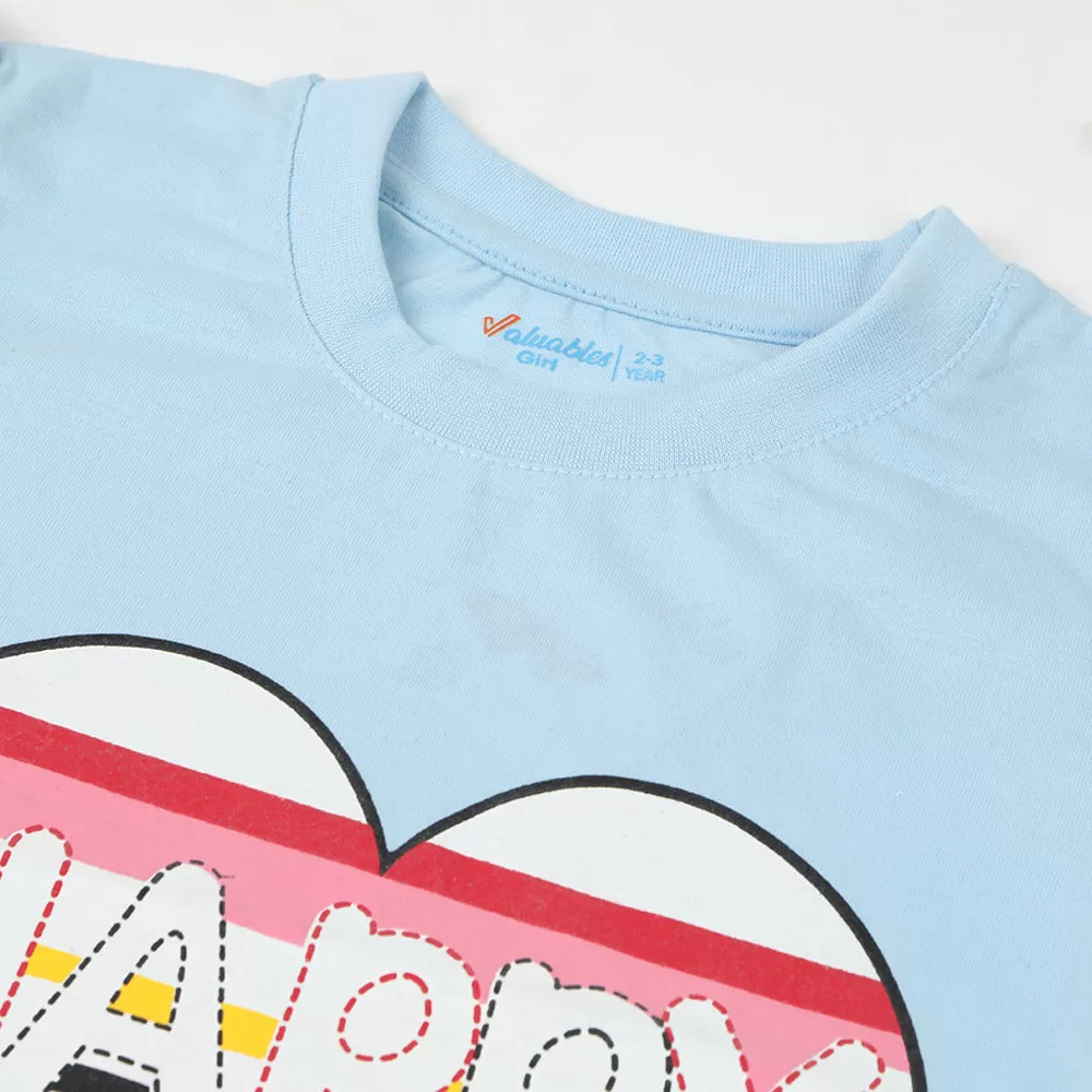 Girls Half Sleeves T-Shirt - Light Blue