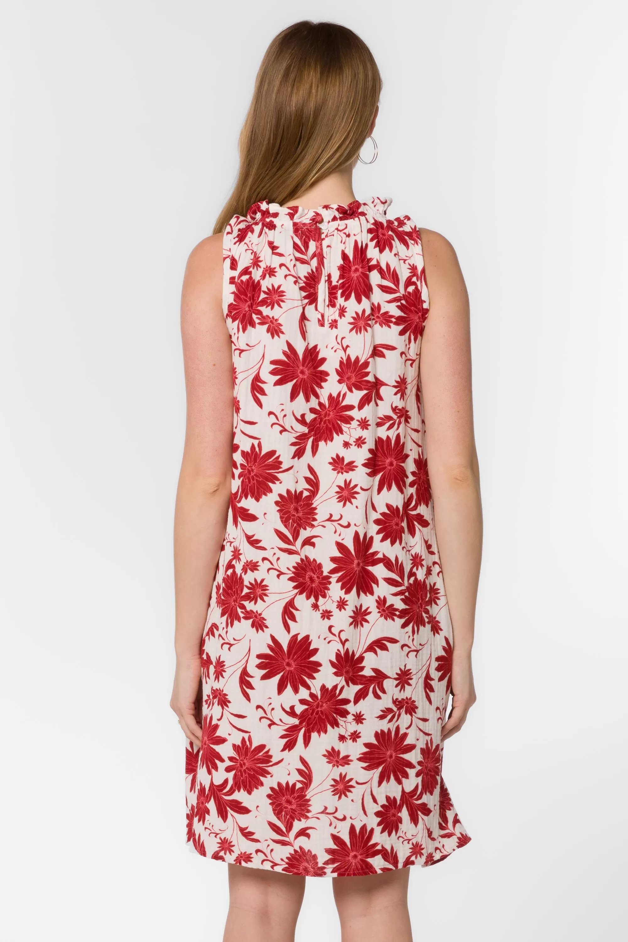 Glenda Red Floral Dress