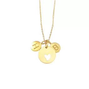 Gold 2 Initial & Heart Charm Necklace