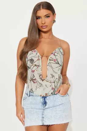 Golden Hour Floral Halter Top - Grey/combo