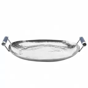 Hammered Stainless Steel Oval Tray 18