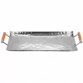 Hammered Stainless Steel Rectangle Tray 18x10