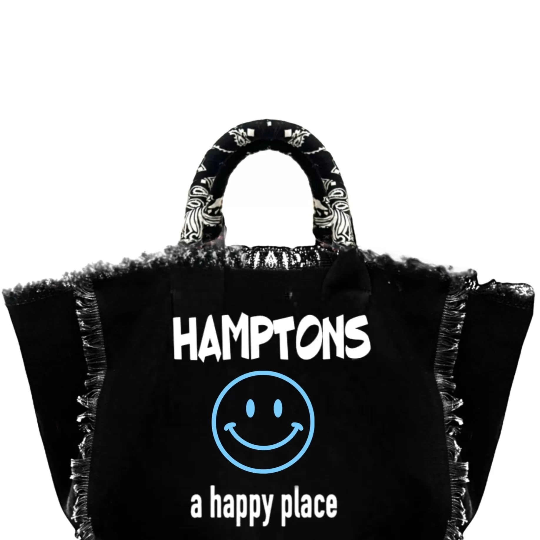 Hamptons Happy Place Canvas Fringe Bag