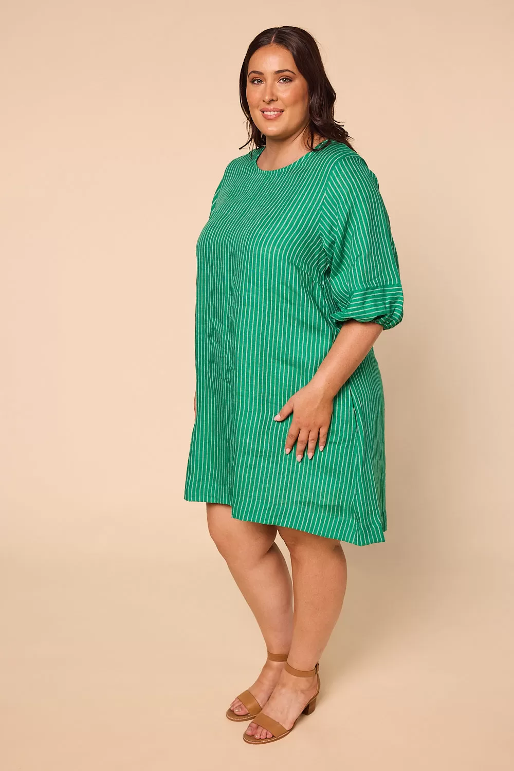 Hazel Linen Short Dress in Emerald City