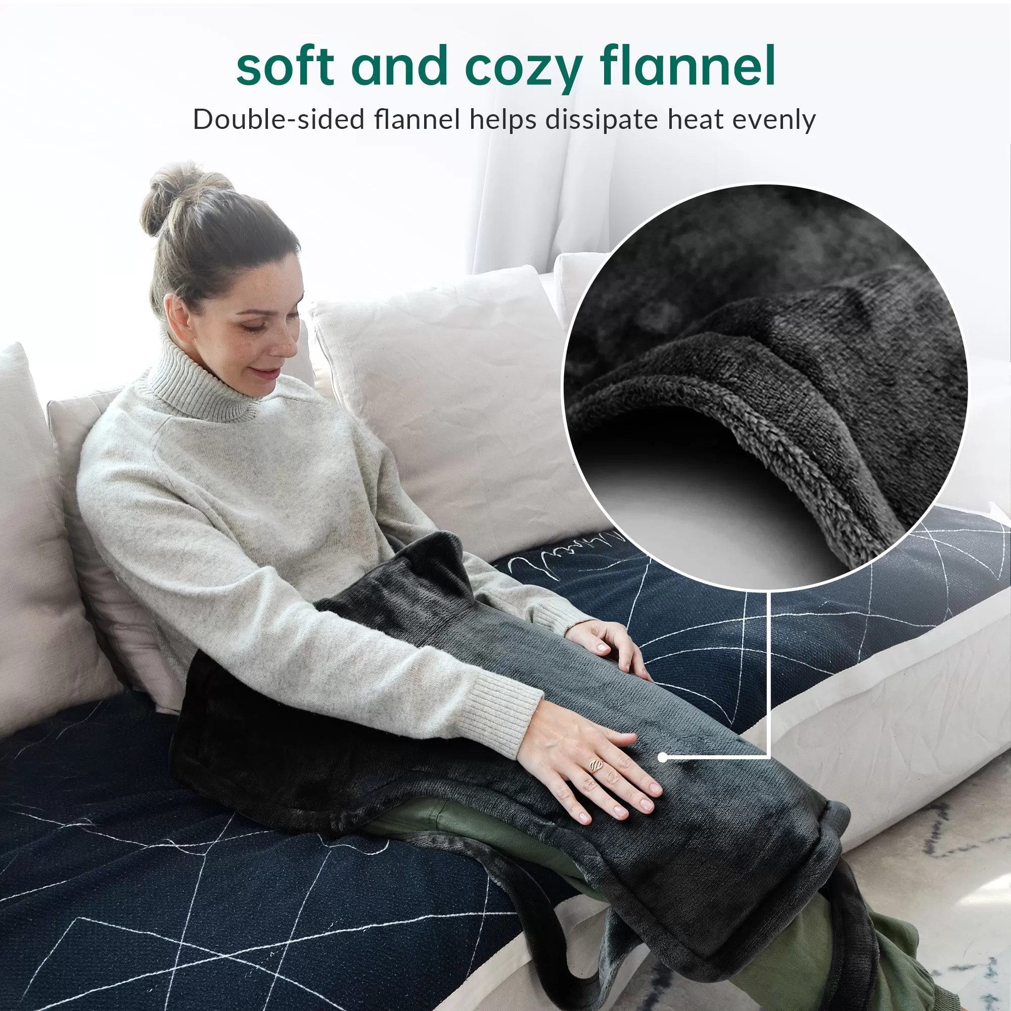 Heating Pad for Back Pain Relief, Snailax Electric Large Heating Pad for Neck and Shoulders--KH-019SH-BLK