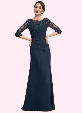 Hope A-Line Scoop Neck Floor-Length Chiffon Lace Mother of the Bride Dress With Ruffle Beading Sequins STK126P0014536