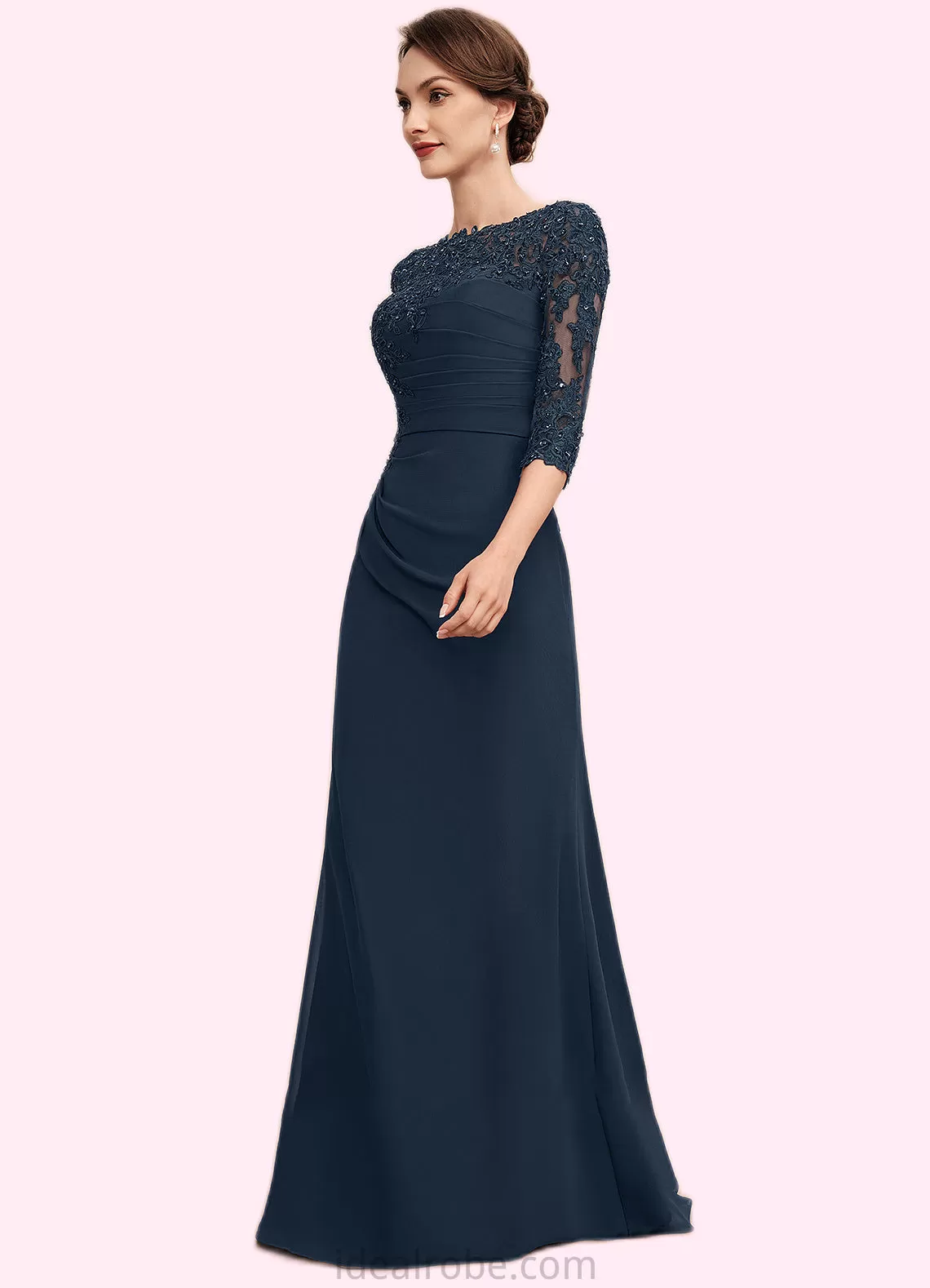 Hope A-Line Scoop Neck Floor-Length Chiffon Lace Mother of the Bride Dress With Ruffle Beading Sequins STK126P0014536