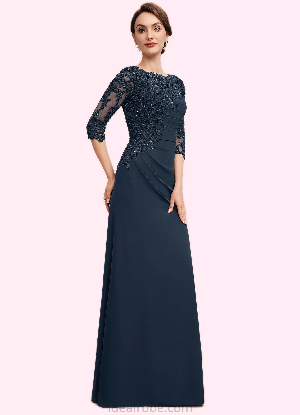 Hope A-Line Scoop Neck Floor-Length Chiffon Lace Mother of the Bride Dress With Ruffle Beading Sequins STK126P0014536