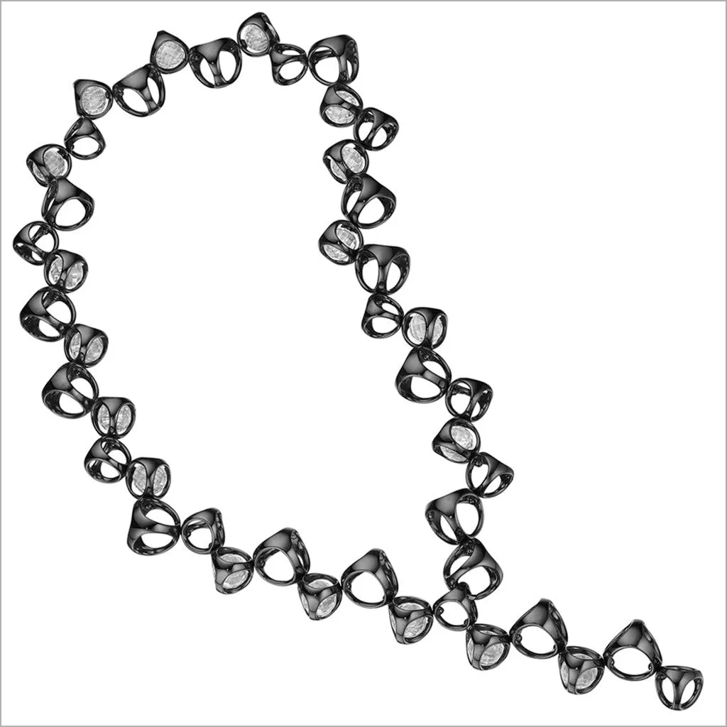 Icona Black Rhodium & Rock Crystal Necklace in Sterling Silver