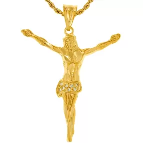 Jesus Pendant Necklace with Cubic Zirconia