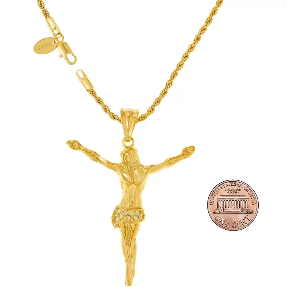 Jesus Pendant Necklace with Cubic Zirconia