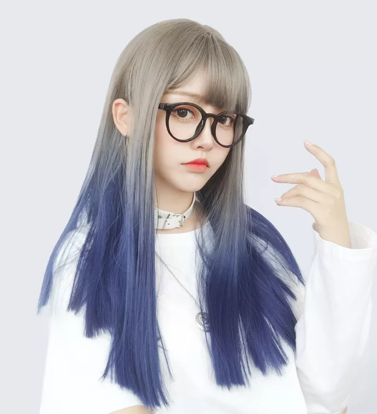 JK Gray Blue Gradient Wig AD20001