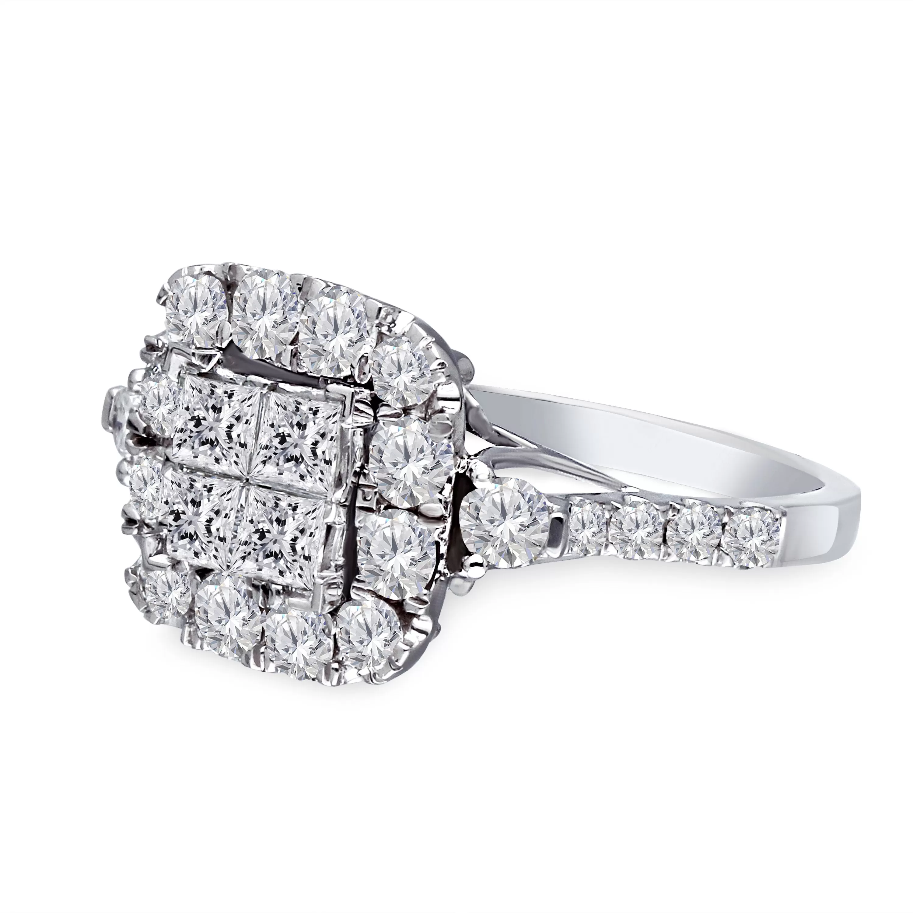 Kallati Eternal Cluster Diamond Engagement Ring in 14K White  Gold