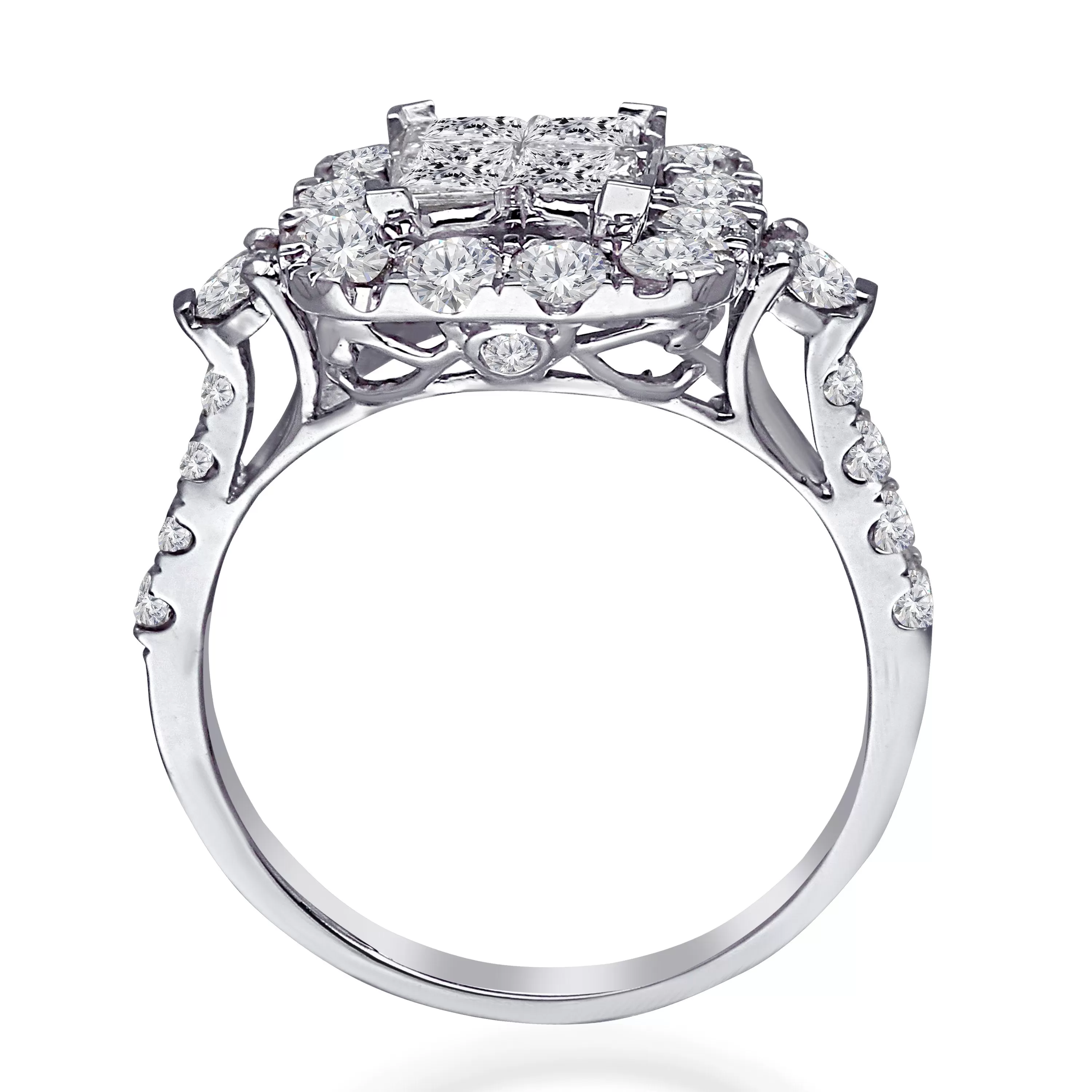 Kallati Eternal Cluster Diamond Engagement Ring in 14K White  Gold