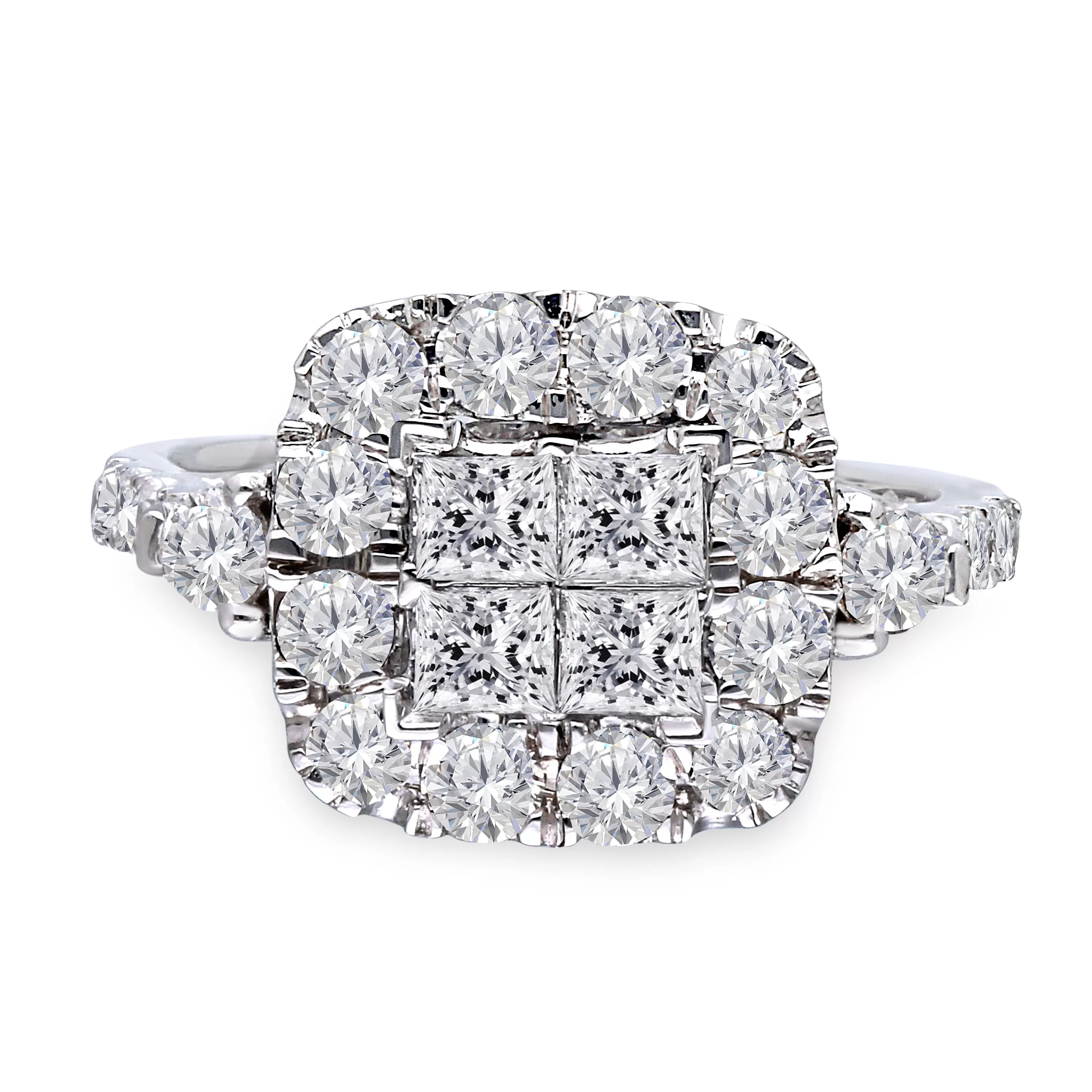 Kallati Eternal Cluster Diamond Engagement Ring in 14K White  Gold