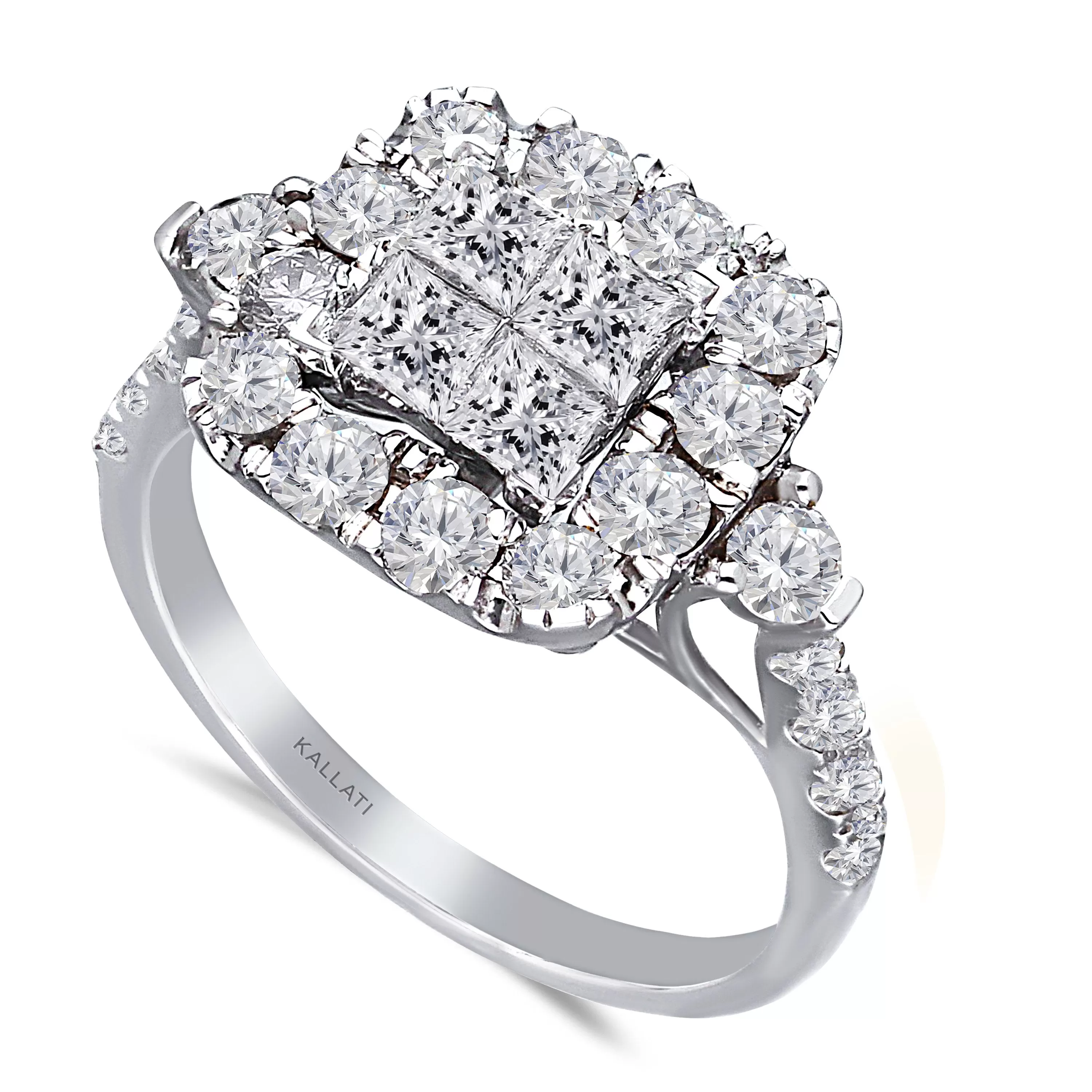 Kallati Eternal Cluster Diamond Engagement Ring in 14K White  Gold