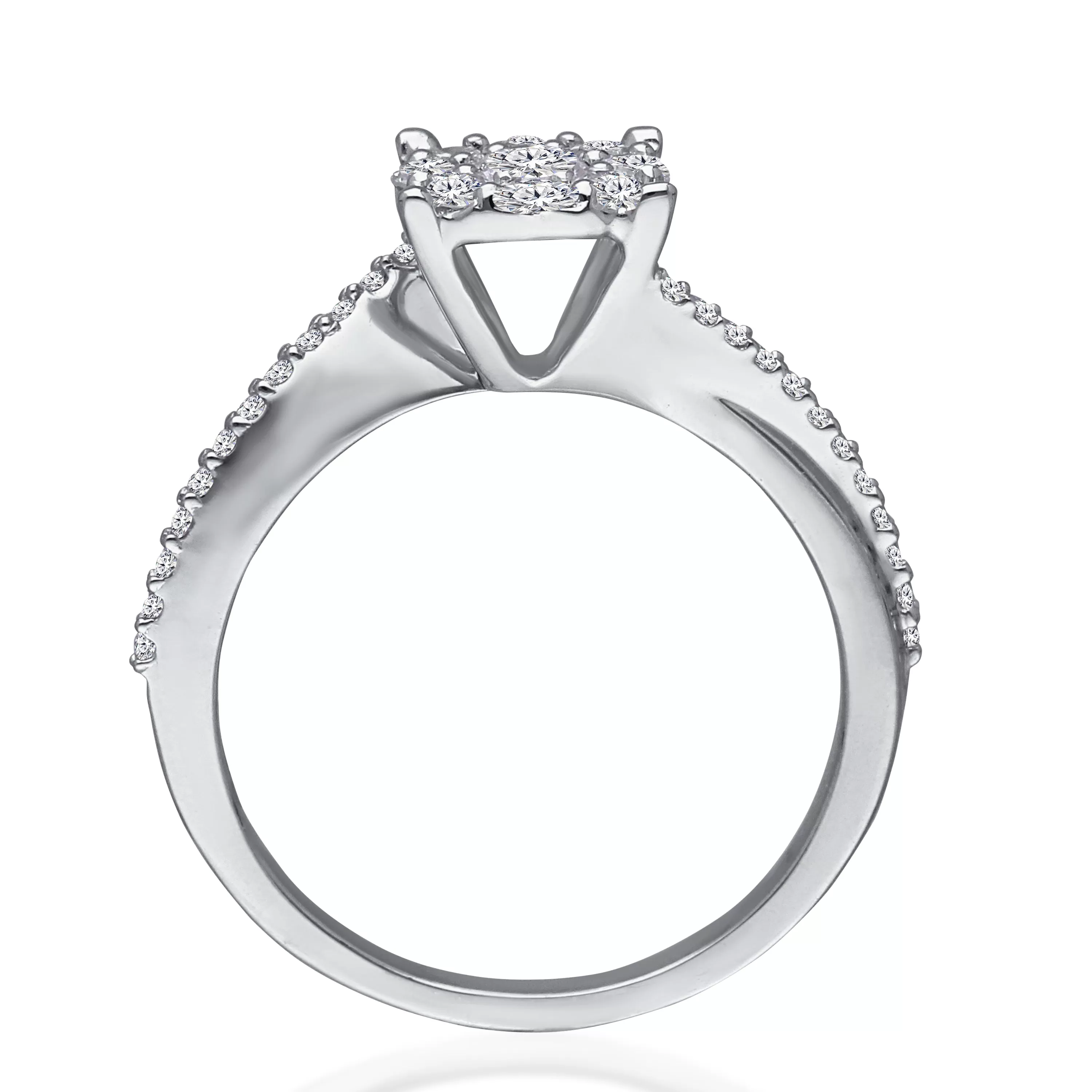 Kallati Eternal Round Cluster Diamond Engagement Ring in 14K White Gold