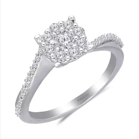 Kallati Eternal Round Cluster Diamond Engagement Ring in 14K White Gold