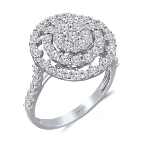 Kallati Eternal Round Halo Cluster Diamond Engagement Ring in 14K White  Gold