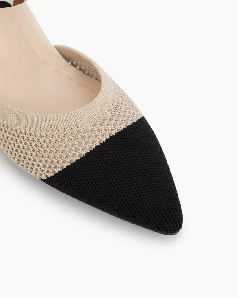 Knit Comfortable Low Block Heel Slingback Pumps