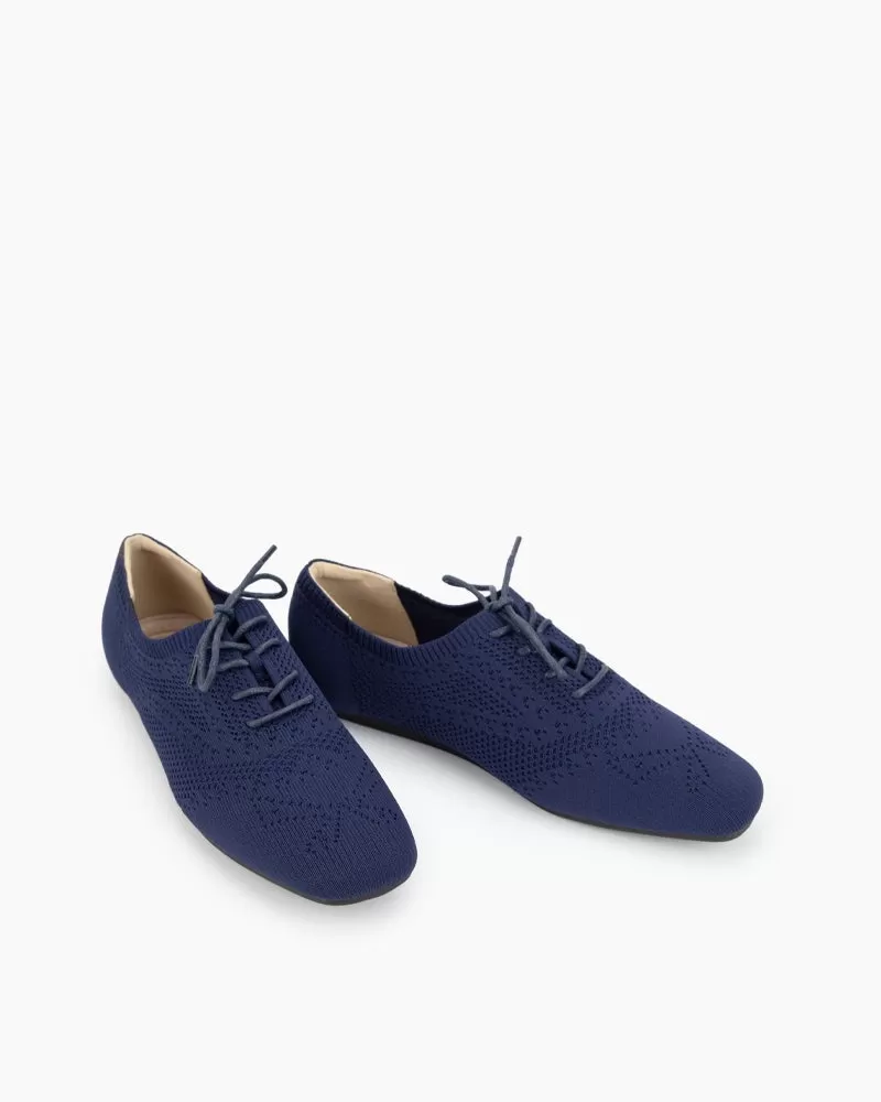 Lace-up Oxford Flat Knit Brogue Shoes