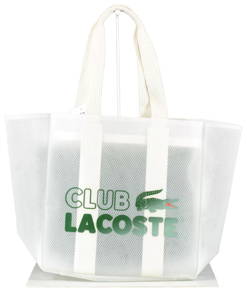 Lacoste White Transparant Logo Tote One Size