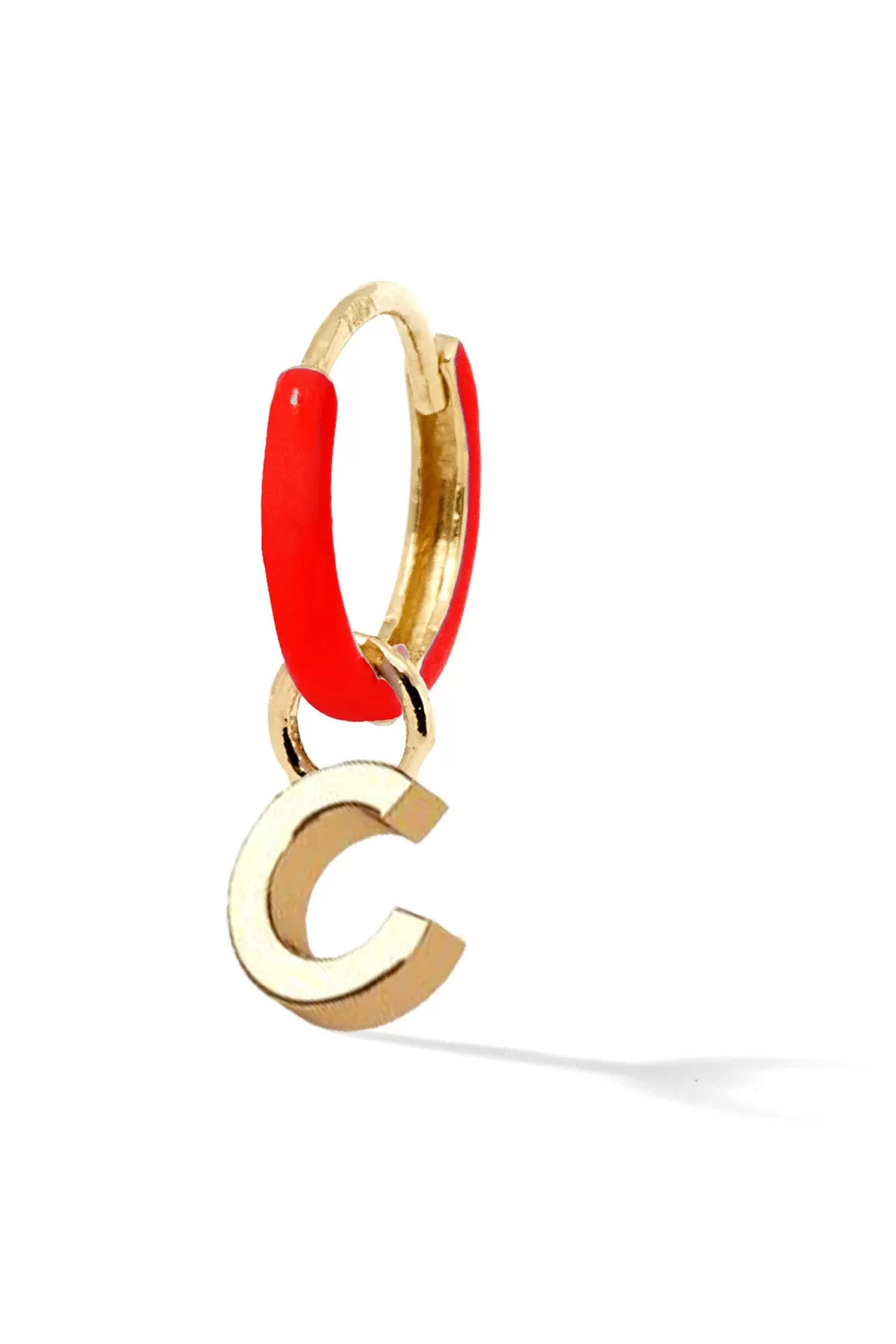 Letter Enamel Huggie - Rouge Tomate