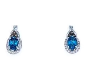 LeVian Blue Topaz and Diamond Earrings