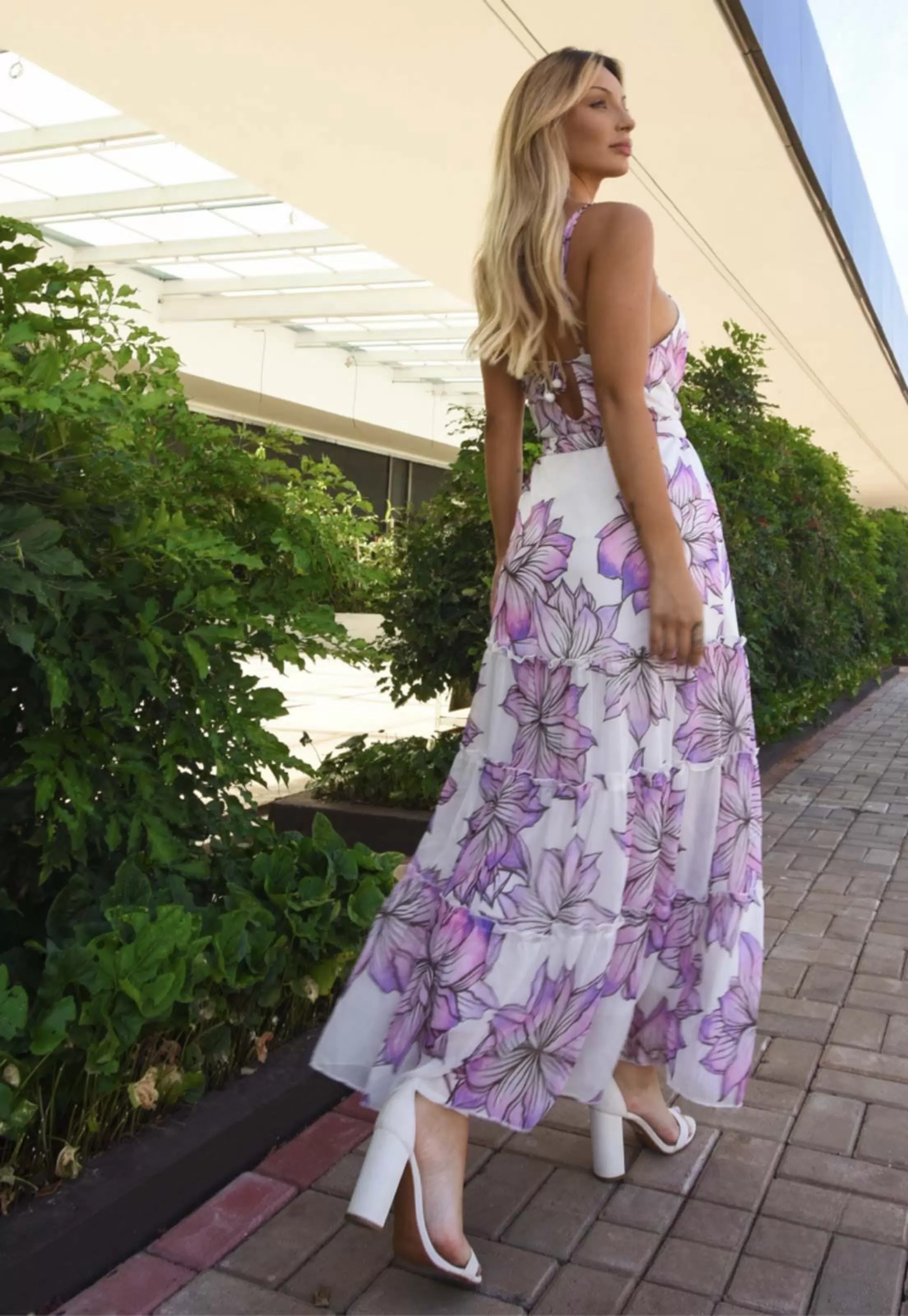 Lilac Floral Printed Maxi Dress