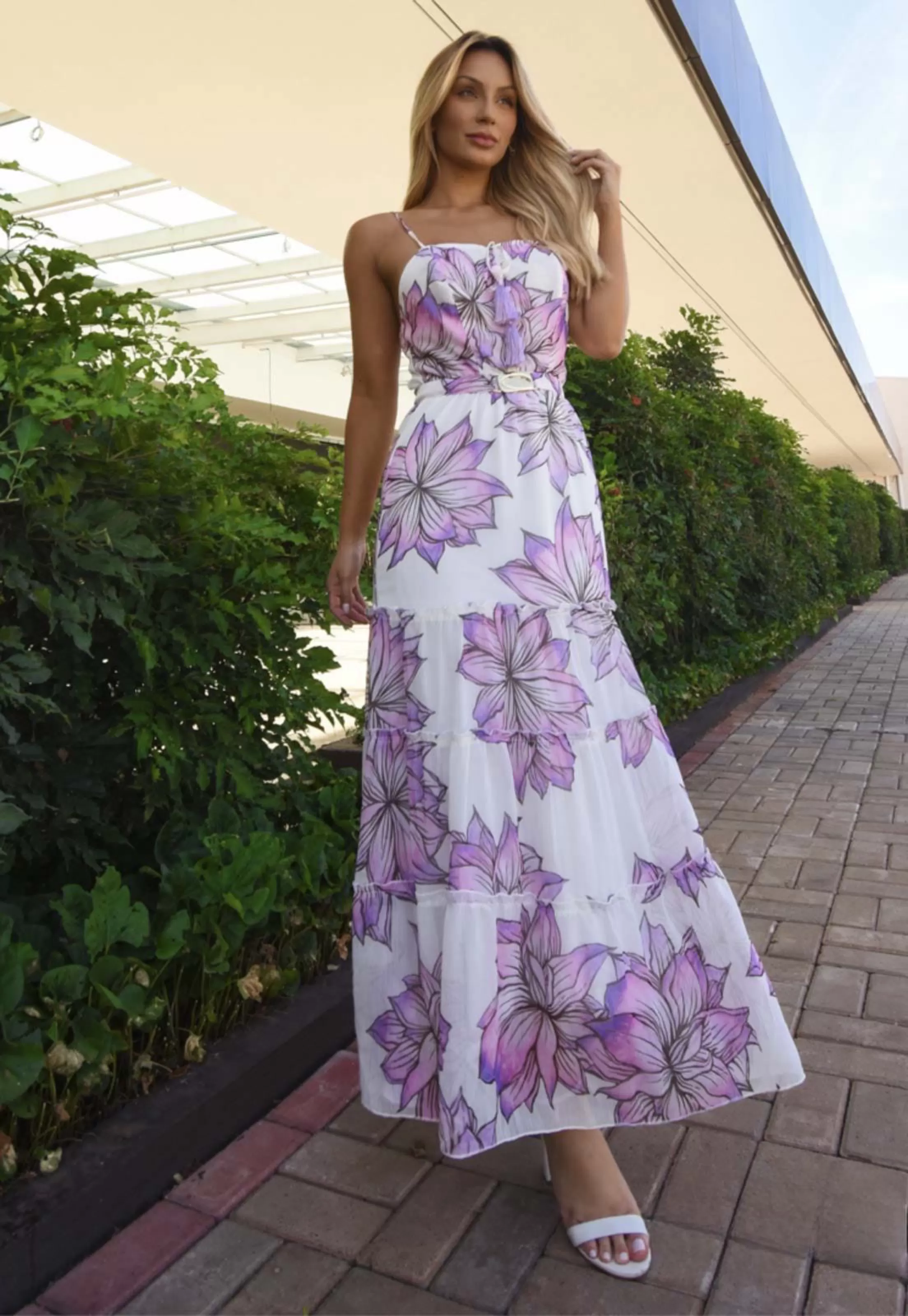 Lilac Floral Printed Maxi Dress