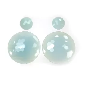 Lite BLUE ONYX Gemstone Hammer Cut : 122.00cts Natural Color Enhanced Onyx Round Shape 15mm - 36mm Pair