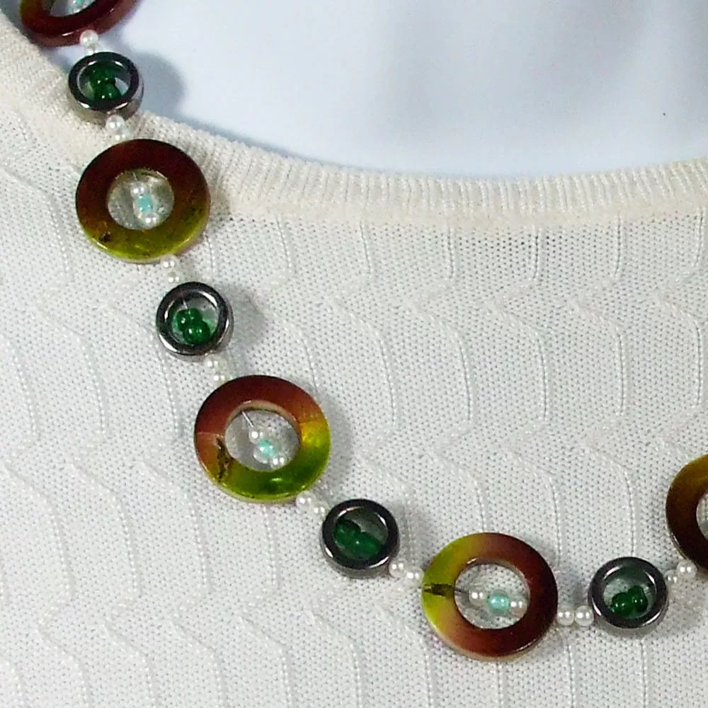 Madrona, Beaded Donut, Single Strand Necklace