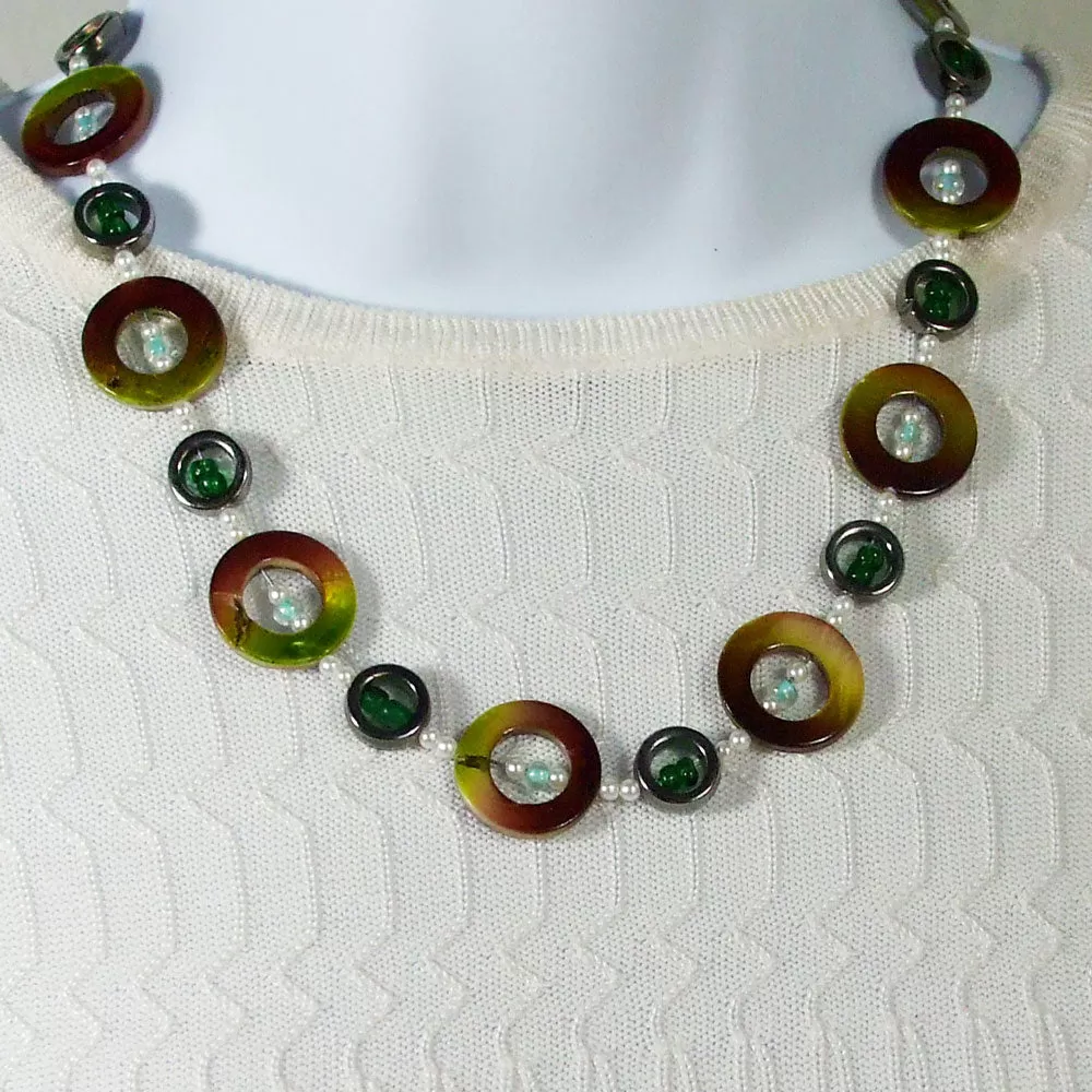 Madrona, Beaded Donut, Single Strand Necklace