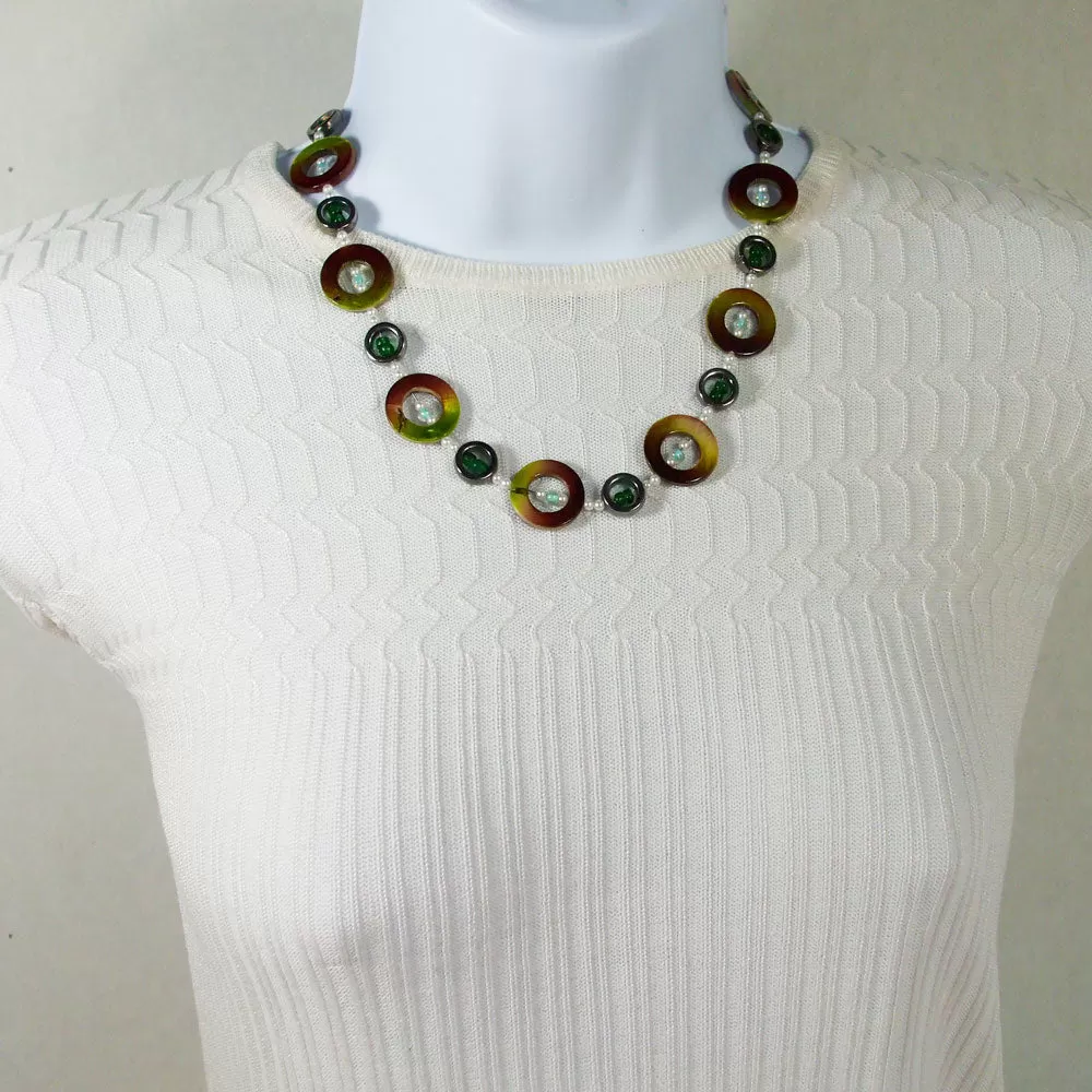 Madrona, Beaded Donut, Single Strand Necklace