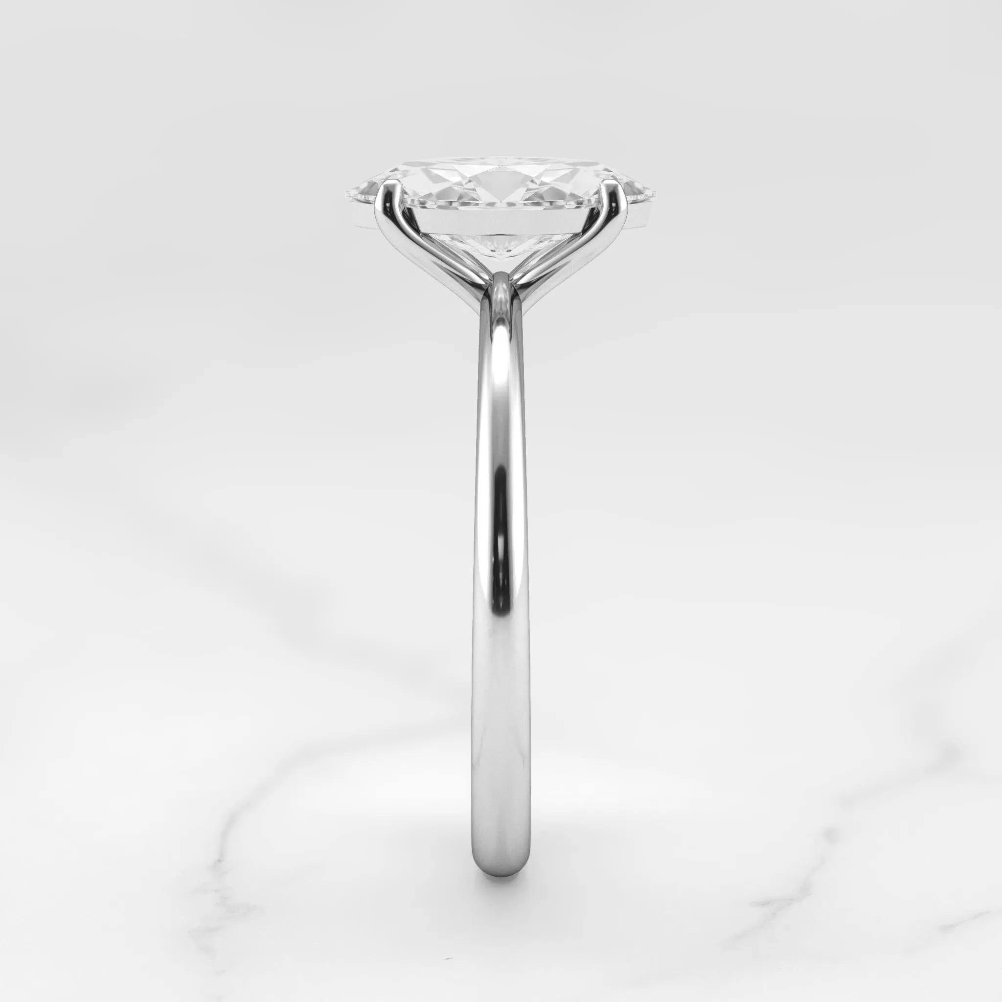 Marquise Tapered Solitaire Diamond Ring