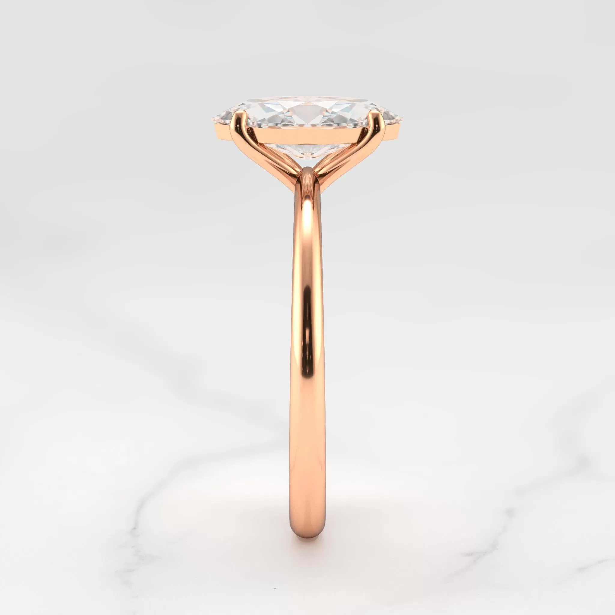 Marquise Tapered Solitaire Diamond Ring