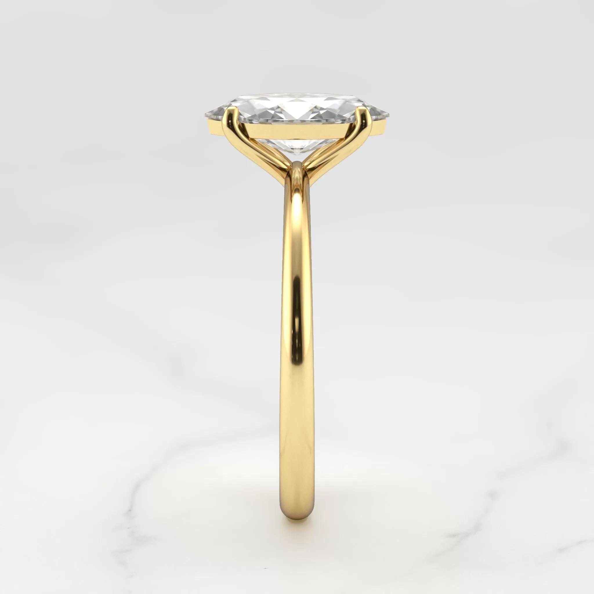 Marquise Tapered Solitaire Diamond Ring