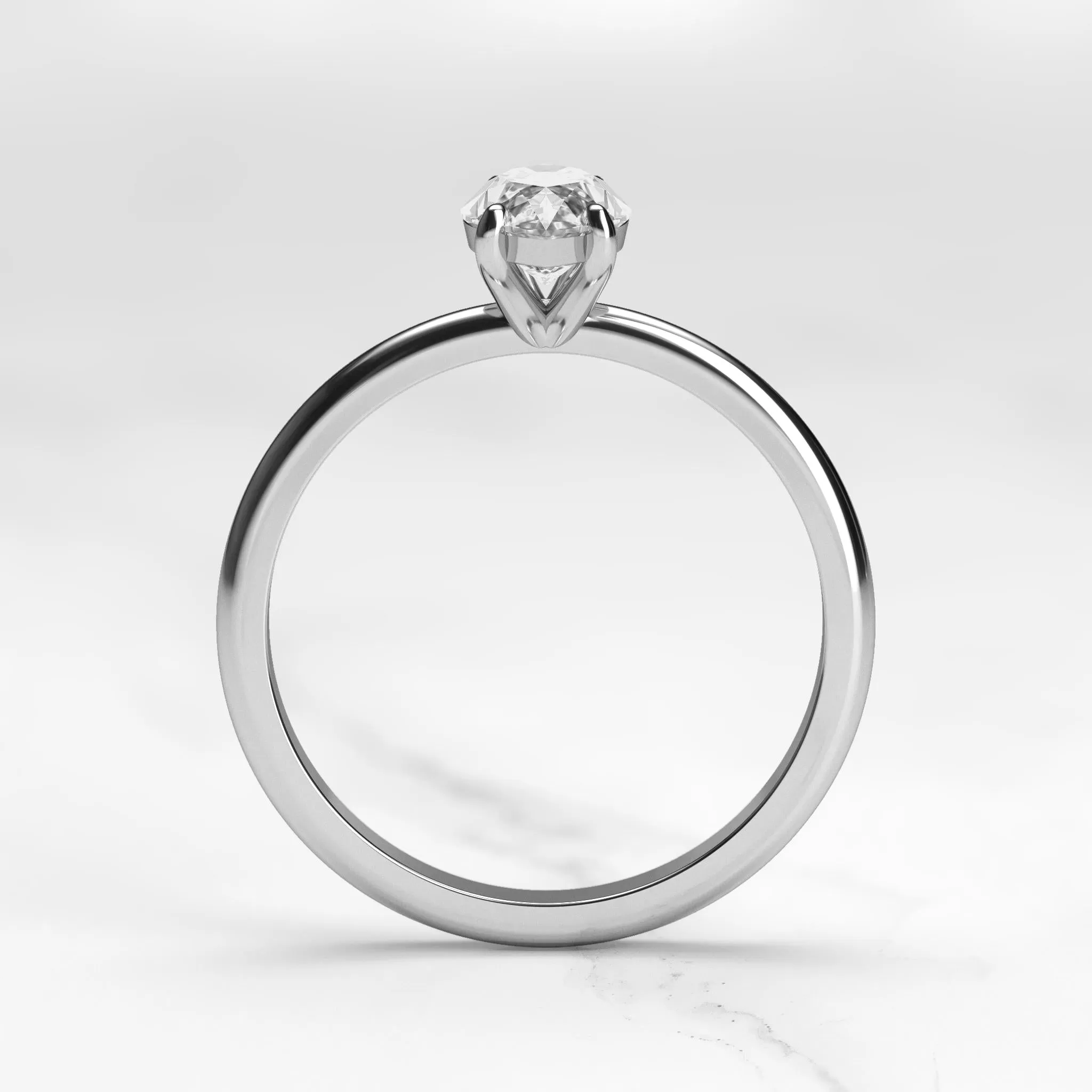 Marquise Tapered Solitaire Diamond Ring