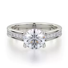 Michael M Round Diamond Channel Set Shank Engagement Ring