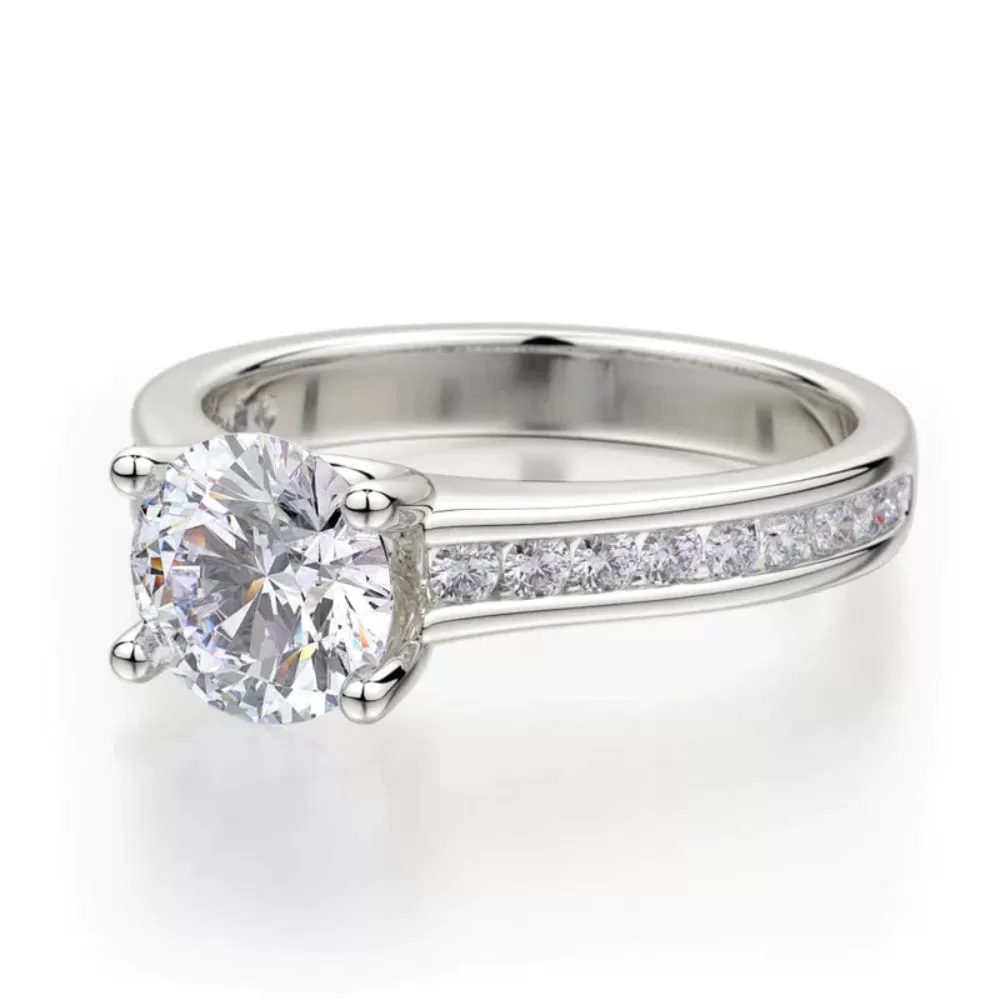 Michael M Round Diamond Channel Set Shank Engagement Ring