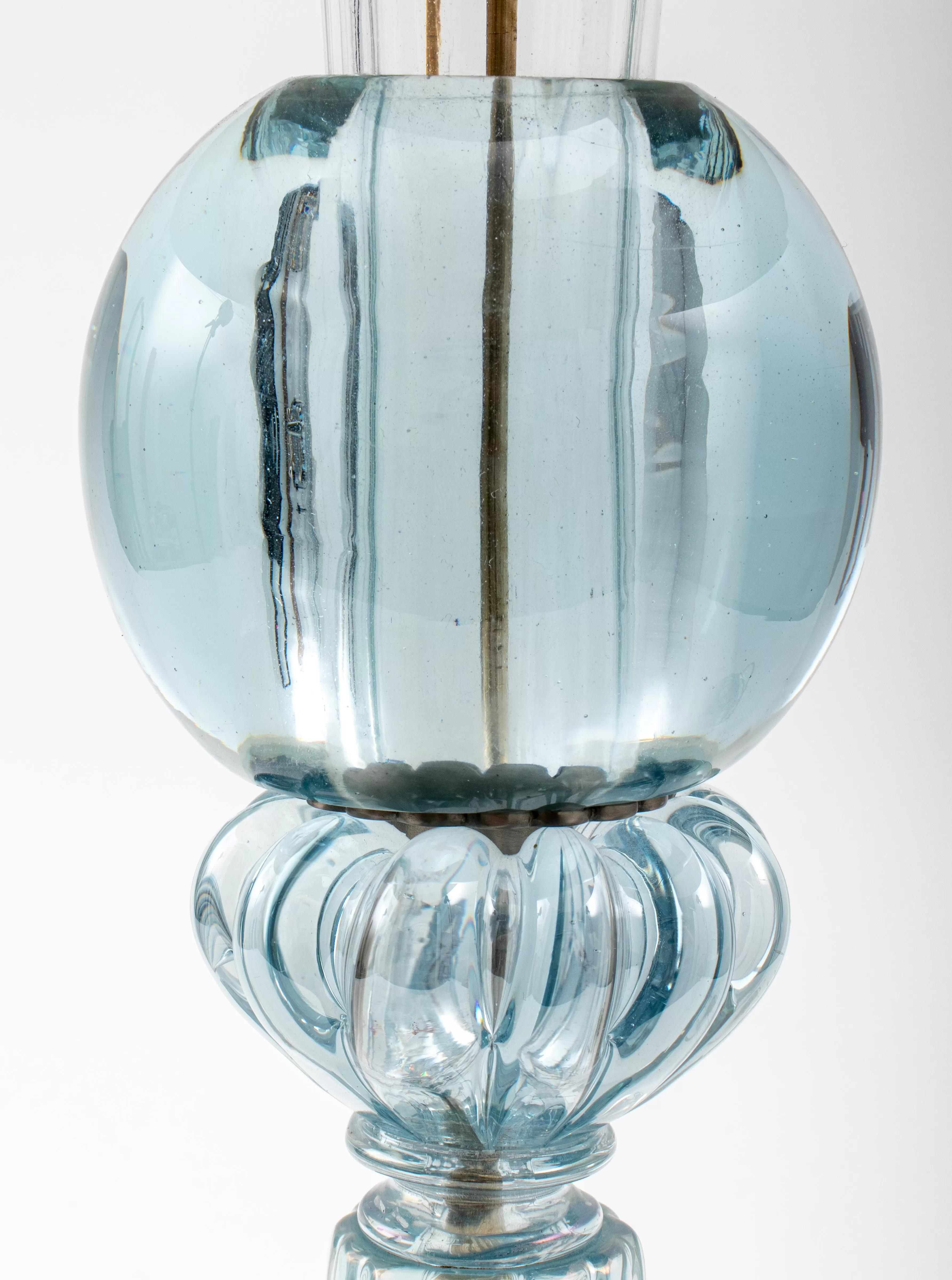 Mid Century Modern Blue Glass Table Lamp