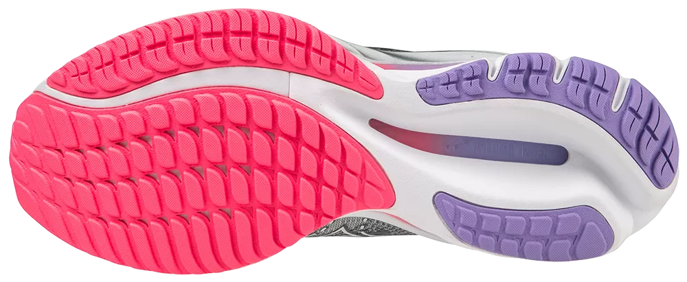 Mizuno Wave Rider 27 (D Width) - Pearl Blue/White/High-Vis Pink (Womens)