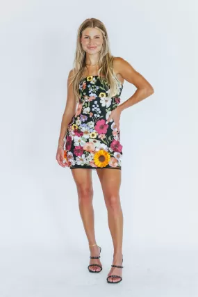 Moment of Bliss Black Floral Spaghetti Strap Dress