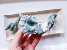 Moss Agate Dragon Carving