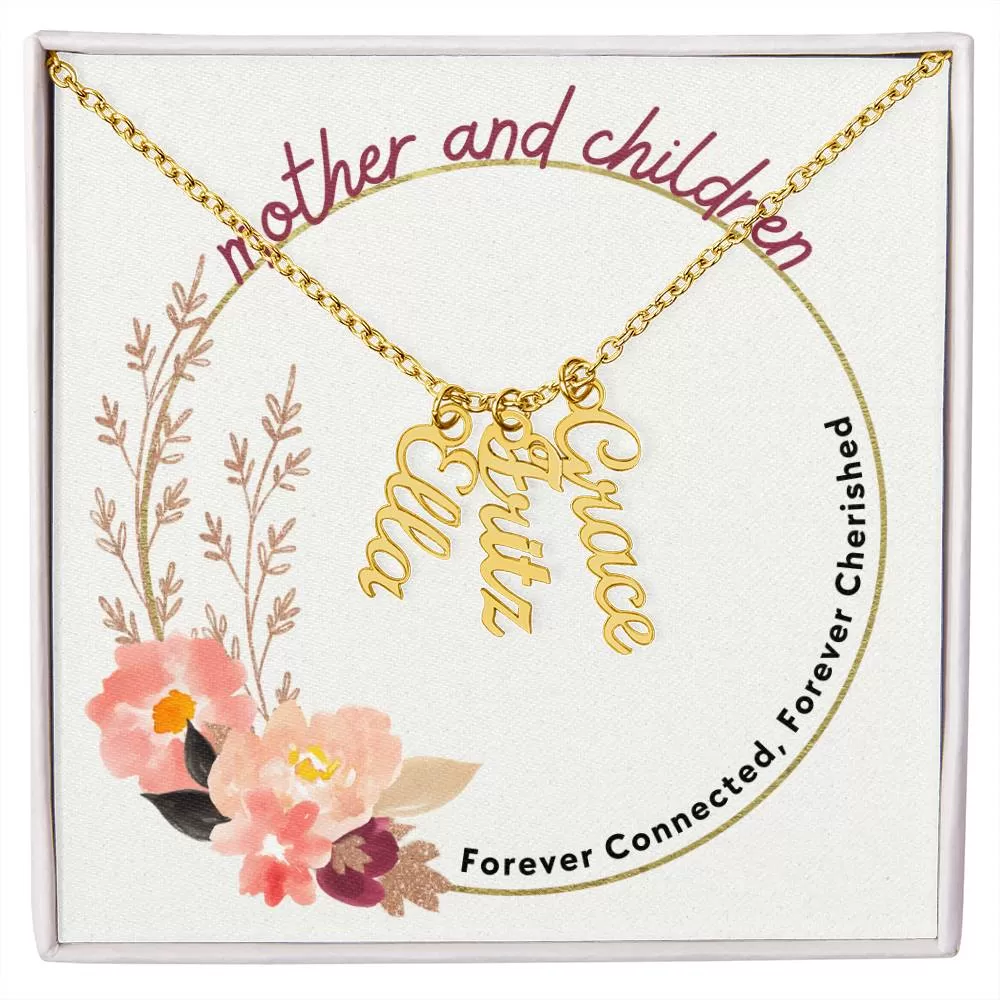 Mother And Children, Forever Connected Custom Multi Children Name Necklace