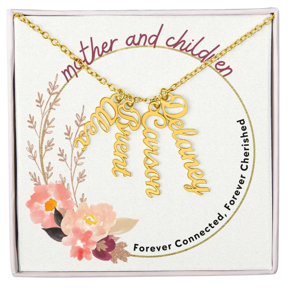 Mother And Children, Forever Connected Custom Multi Children Name Necklace