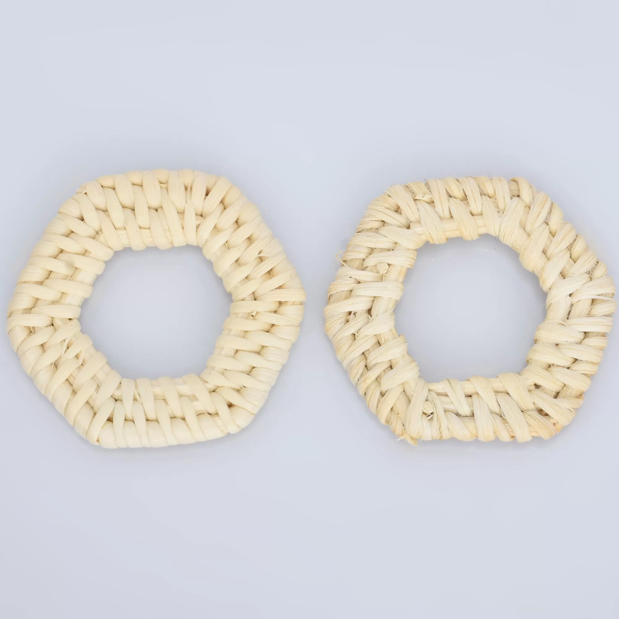 Natural Rattan Wood Earring Hoops Geometric shape Wooden Charms Handwoven diy Wooden Straw Earring 2pcs 102828